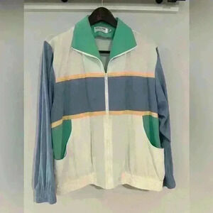 Vintage 80s 90s Alfred Dunner Colorblock Zipup jacket